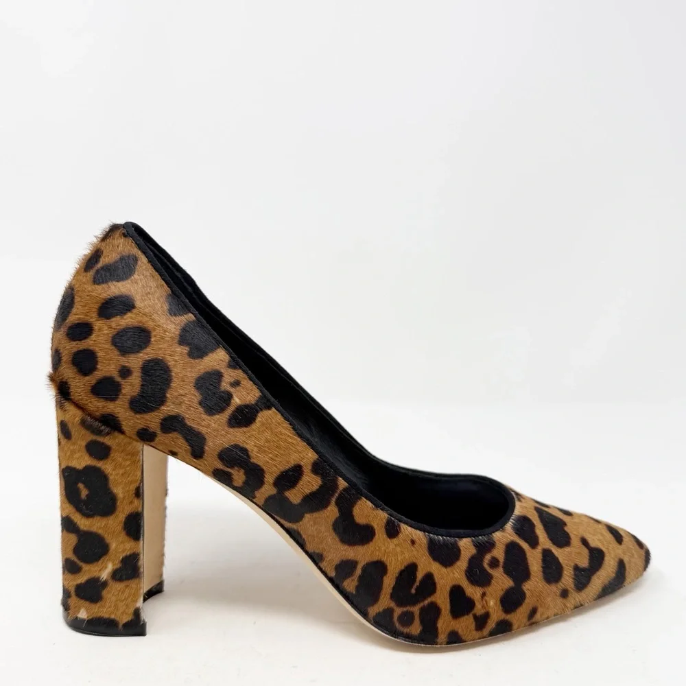 Manolo Blahnik Tucciototo Leopard Calf Hair Pumps Womens Size EU 37.5